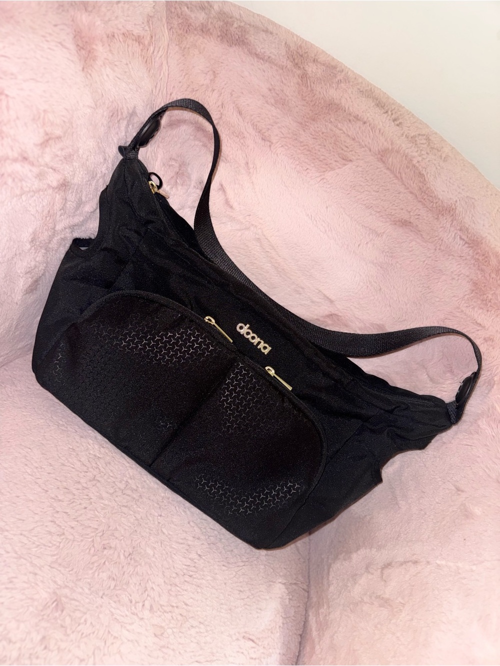 Doona Black Shoulder Bag with Front Pocket